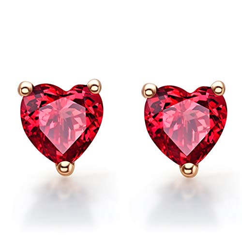Boucles d'oreilles de mariage cœur grenat pour demoiselle d'honneur