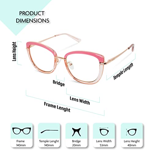 Image of Vizzio Blue Light Blocking Glasses Fashion Lightweight TR90 Computer Gaming Glasses For Women Anti Eye Strain Cat Eye Eyewear