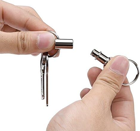 erioctry 2 Pcs Heavy Duty Dual Key Ring Detachable Pull Apart Snap Lock Holder Keychains, Silver