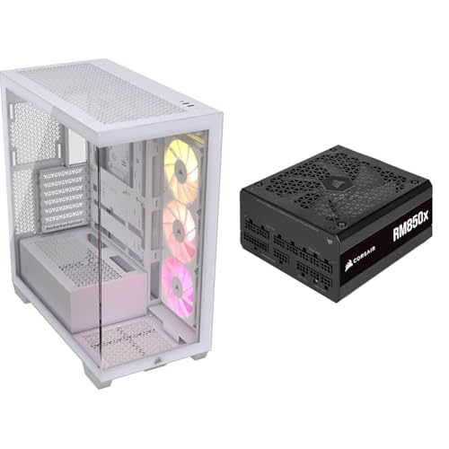 Image of CORSAIR 3500X ARGB Mid-Tower ATX PC Case + CORSAIR RM850x Fully Modular ATX Power Supply - White
