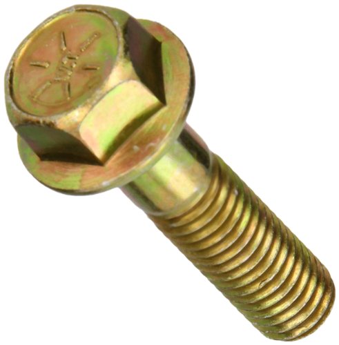Steel Hex Bolt, Grade 8, Zinc Yellow-Chromate Plated Finish, Flange Hex Head, External Hex Drive, Meets IFI 111/SAE J429, Flanged, Non-Serrated, 1-3/4
