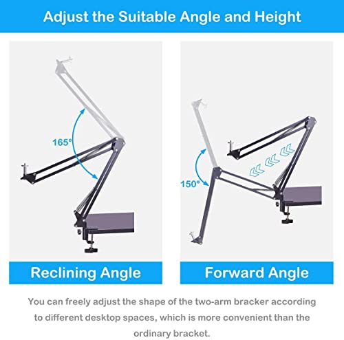 SHOPEE Webcam Stand, 28" Webcam Camera Clamp Mount Adjustable Desktop Suspension Boom Scissor Tripod Stand Built-in 1/4" Screw Flexible Long Arm... - Image 4