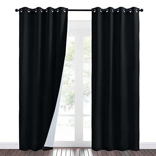 NICETOWN Sound Barrier 100% Blackout Divider Curtains 108", Airborne Particles Dust, Smoke, Pollution, Noise, Cold & Cold Blocking Drapes for Nursery/