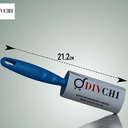 DIVCHI Lint Roller+4 Refill Sticky Replacement Heads Easily and Quickly removes animal fur, hairs, dust and fluff from garments, furniture, carpet, and car seats (1 handle 4 rolls)