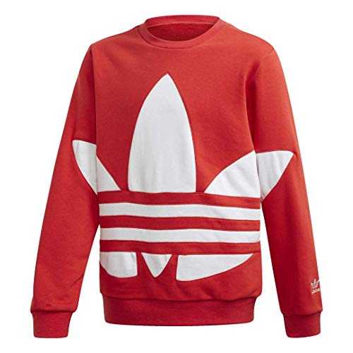 adidas Originals Youth Big Trefoil Crew Neck Sweatshirt, Lush Red/White, M