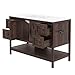 AMERLIFE 48” Farmhouse Bathroom Vanity with Sink, Freestanding Cabinet with 4 Drawers, Double Barn Doors & Open Shelf, Rustic Storage for Master or Family Bathroom, Rustic Brown