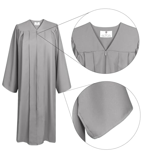 GradPlaza Judge Gown Matte Choir Robe for Church Baptism, Silver Pulpit Robe, Graduation Gown Size 57FF - Thumbnail 2