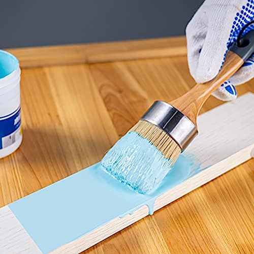 Myqqhbs 4 Stück Kreide- und Wachspinsel für Möbel, Kleiner Runder Ovaler Pinsel mit Naturborsten zum Malen oder Wachsen