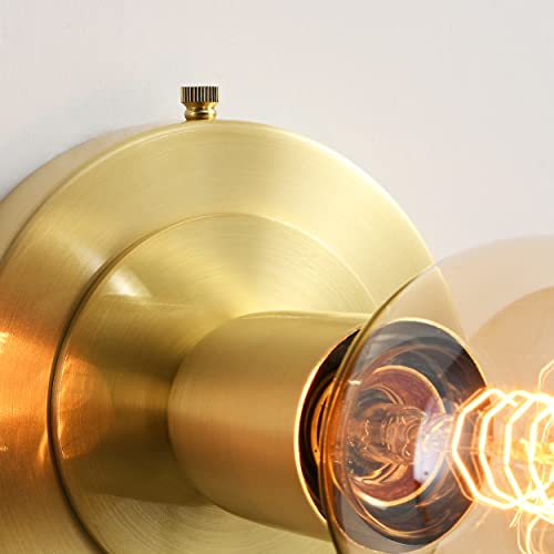 Image of BRIGHTTIA Luna Uno 1-Light Wall Sconce - Mid Century Industrial Modern Flush Mount Fixture for Wall & Ceiling - Minimalist Lamp for Bathroom and Small Spaces - Brushed Gold (BC0026-1G)