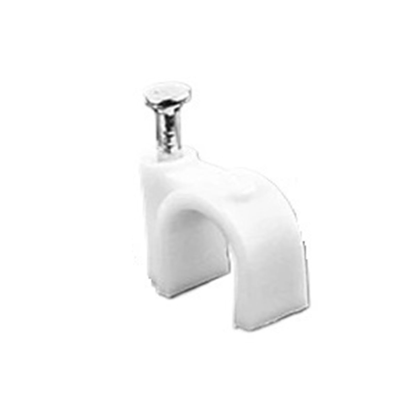 Cable Clips, 100pcs White Steel Circle Nail Clip 14-25mm Cable Wire Clamp(18mm 100pcs)