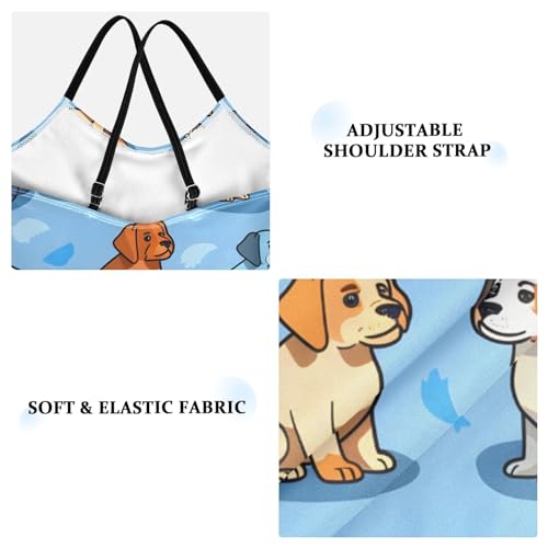 ALAZA Puppy Dog Blue Cartoon Girls One Piece Swimsuit Swimwear Beach Sport Bathing Suit3