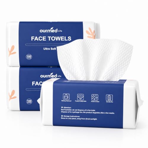 Ourmed Life Clean Face Towels Disposable, Ultra Soft & Absorbent, 300 Ct