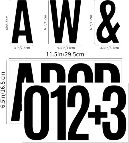 Image of 13 Sheets Large Letter and Numbers Stickers 6inch Vinyl Self Adhesive Stickers for Crafts Outdoor Sign Wall Mailbox Windows Doors Car Poster Board, Homes, Businesses, Address Numbers(Black)