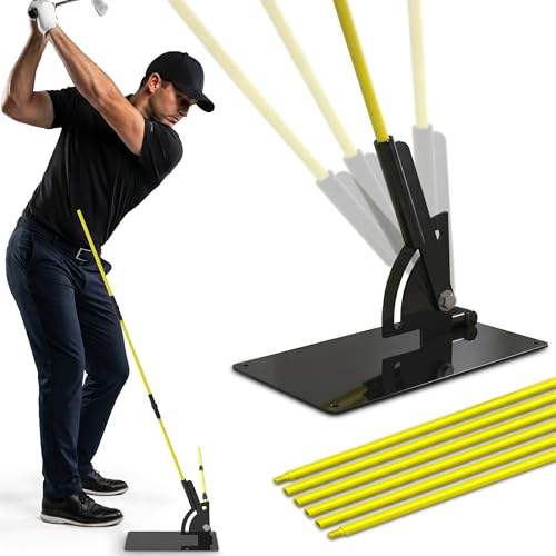 Golf Swing Plane Trainer with Alignment Stick Holder | Golf Alignment Stick Holder Training Aid for Swing Path Tempo & Ball Striking | Adjustable Golf Training Aid for Indoor & Outdoor Practice