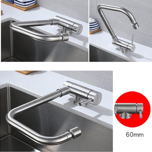 Robinet de cuisine en forme de L pliable noir mat de haute précision - 6