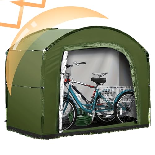 屋外バイクテント - オックスフォード布のオーガナイザー、防水保管シェルター、耐久性のある機器カバー、多目的保護エンクロージャー|芝刈り機のプール機器に最適なポータブルストレージハウス