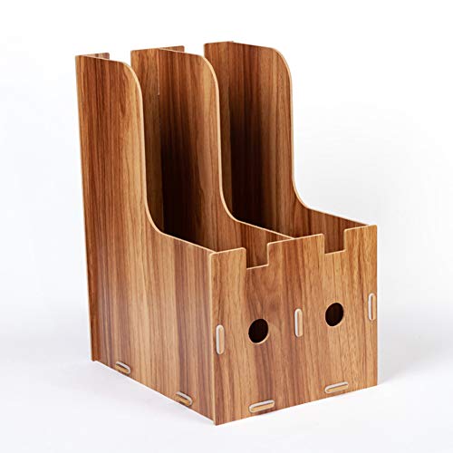 Revistero Archivador, Archivadores de Revistas Caja Almacenamiento Escritorio Madera Organizador Documentos Vertical con 2 Compartimientos Revisteros Cartón para Archivos Escritorio(Madera de Cerezo) - imagen 7