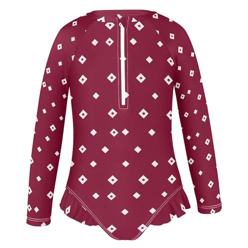 Red Square Girls Long Sleeve Rashguard Swimsuit UV Protection One-Piece Swimwear Bathing Suit B04047702