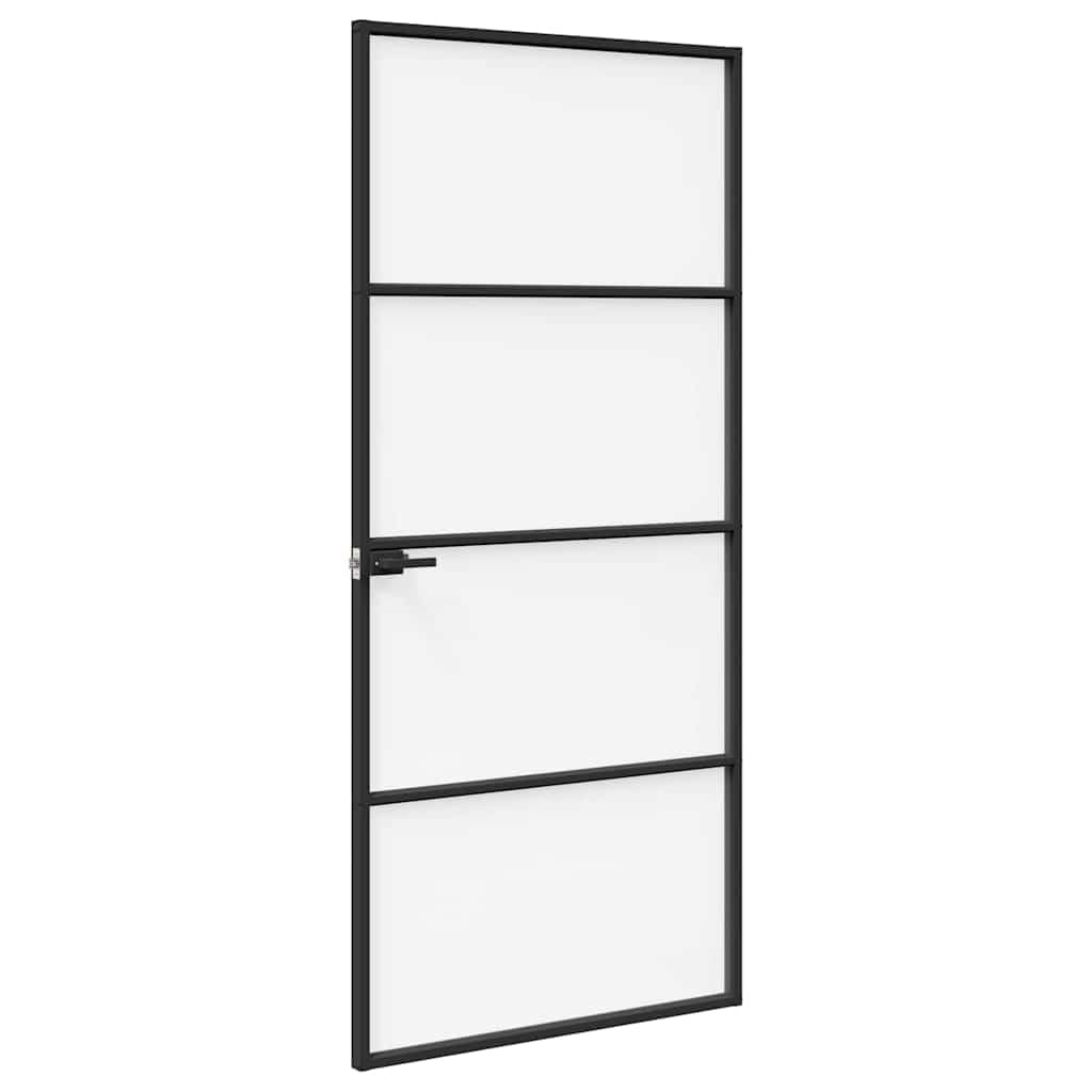 vidaXL Porte de maison 93 x 201,5 x 3,5 cm Aluminium et Verre Trempé, Porte intérieure élégante, rectangulaire et moderne, avec verre trempé, cadre en aluminium, pour maison et bureau
