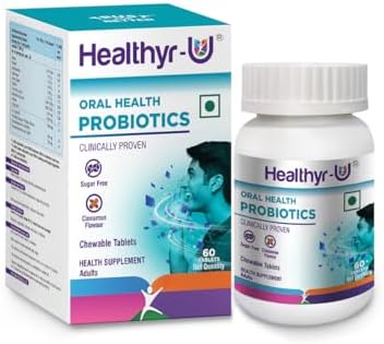 Healthyr-U Oral Health Probiotic Chewable Tablets | Clinically Studied Probiotic Strains | Boost Oral Immunity | Prevent Bad Breath & Dental Plaque | Maintain Healthy Gums | 60 tablets