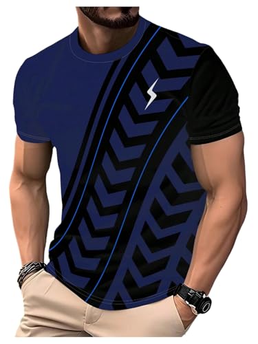 Image of RoseSeek Men's Color Block Short Sleeve Tee Shirts Casual Crewneck T Shirt Trendy Summer Tops