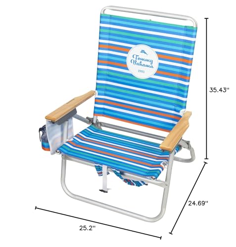 Image of Tommy Bahama 4-Position Extended seat Height Easy in-Easy Out Folding Backpack Beach Chair