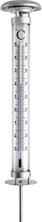 TFA Dostmann Analoges Gartenthermometer Solino, 12.2057, mit Solarbeleuchtung, wetterfest, beleuchtet bei Nacht, 1m hoch, gut ablesbar, Temperatur messen, mit Erdspieß, silber