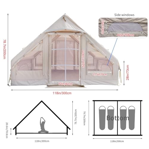 Inflatable Camping Tent with Pump, Air Glamping Tents, Easy Setup 4 Season Waterproof and Windproof Blow up Tent, Self-Supporting Structure Cabin Tent - Image 5