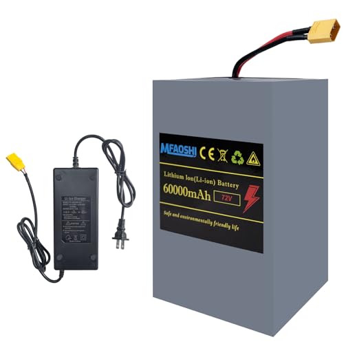 MFAOSHI 72V 60Ah E-Bike Battery, Lithium Battery with LED Display & 30A BMS,XT90 Connectors- Powers 250W-3500W Motors for Electric Bikes, Scooters, Motorcycles & Go-Karts