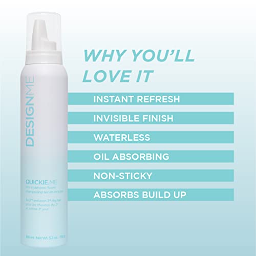 Designme Quickie.me Dry Shampoo Foam | No Rinse Dry Hair Shampoo For All Hair Types | Non Sticky Waterless Shampoo For Women | Sulfate Free Shampoo With Cleansing Rice Starch And Panthenol, (5.3Oz) #TOP4
