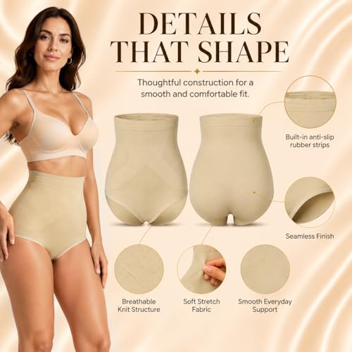 Image of DREAM SLIM Women's High-Waist Seamless Body Shaper Briefs Tummy Control Panty Butt Lifter Shapewear Slim Waist Trainer