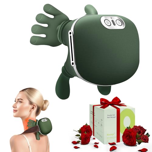 Robofun Nackenmassagegerät, Rückenmassagegerät Massagemeister Mit 3 Massagestufen 2 Temperaturstufen, Massagegerät Mit Wärme Für Rücken Schulter, Für Frauen Männer, Entspannen Sie Ihre Muskeln - Grün