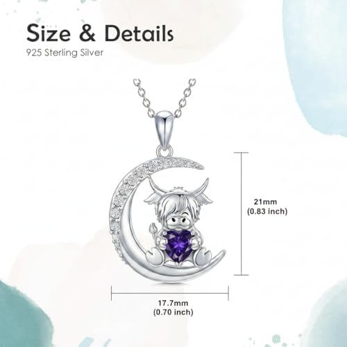 Image of PROESS Animal Birthstone Necklace 925 Sterling Silver Otter /Axolotl /Hippo /Elephant /Dachshund /Monkey /Red Panda Pendant Necklace Animal Birthstone Jewelry Gifts for Women