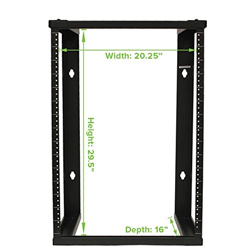 Image of NavePoint 15U Wall Mount Rack - Server Rack for 19 Inch IT Equipment Open Frame Rack - Network Rack for AV & Server Equipment 16 inch Deep Rack, Black