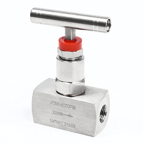 Stainless Steel 316 Straight Needle Valve, 2 Port Heavy Duty Industrial Hydraulic Flow Control Valve,1/4