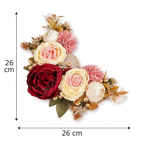 Image of SATYAM KRAFT 1 Bunch Handmade Artificial Ball Flower Brooch for Hamper Decoration, Trousseau Packing, Wedding, Engagement, Gift Wrapping, DIY Craft & Saree Accessories (Big Bunch, Multi)