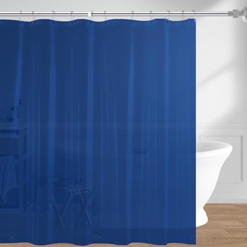 Image of downluxe Shower Curtain Liner, PEVA Plastic Shower Liner with 3 Magnets, 72 inch x 72 inch Waterproof Bathroom Curtain, Navy, 1 Pack