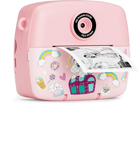 Sofortbildkamera Kinder,Kinderkamera Kompaktkameras 1080P HD Sofortdruck von Fotos,Geburtstagsgeschenk Weihnachten Geschenk Spielzeug ab 3 4 5 6 8 7 9 10 11 Jahre Mädchen Jungen 3 Rollen Fotopapier
