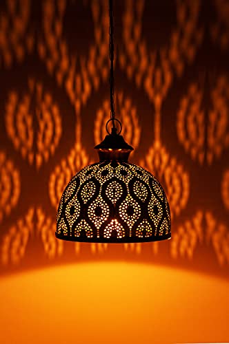 MAADES Orientalische Lampe Pendelleuchte Gold Afzal -2-32cm E27 Lampenfassung | Marokkanische Design Hängeleuchte… – Bild 4