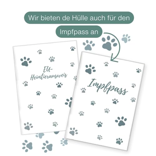 Wilhelm Fell Hülle für den EU-Heimtierausweis für Tiere I Personalisierbar für Dein Haustier I Persönliche Geschenkidee für Haustierbesitzer I Schutzhülle für den Heimtierausweis (Pfote Blau)
