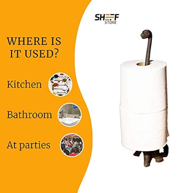 Dinosaur Cast Iron Paper Towel Holder - Sturdy and Functional - Cute Dinosaur Bathroom Decor - Dino Antique Rustic D¨¦cor Home Stand - Toilet Paper Stand by Sheff Store