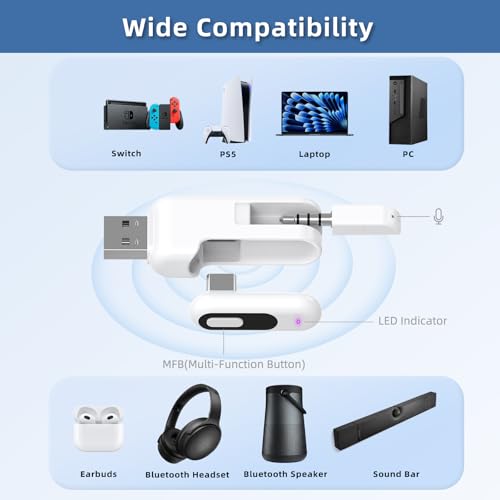 Adaptateur audio Bluetooth USB-C pour PS5 sans décalage son aptX-Adaptive - 4