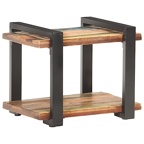 vidaXL Solid Reclaimed Wood Bedside Cabinet - Industrial Style Nightstand, Handmade Design with Sturdy Top and Storage Shelf - 19.7