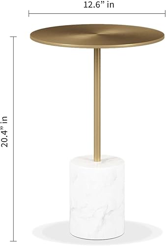 Miniatura 2 de Mesa auxiliar de mármol y metal de mediados de siglo Poke de 12.6 pulgadas en color dorado