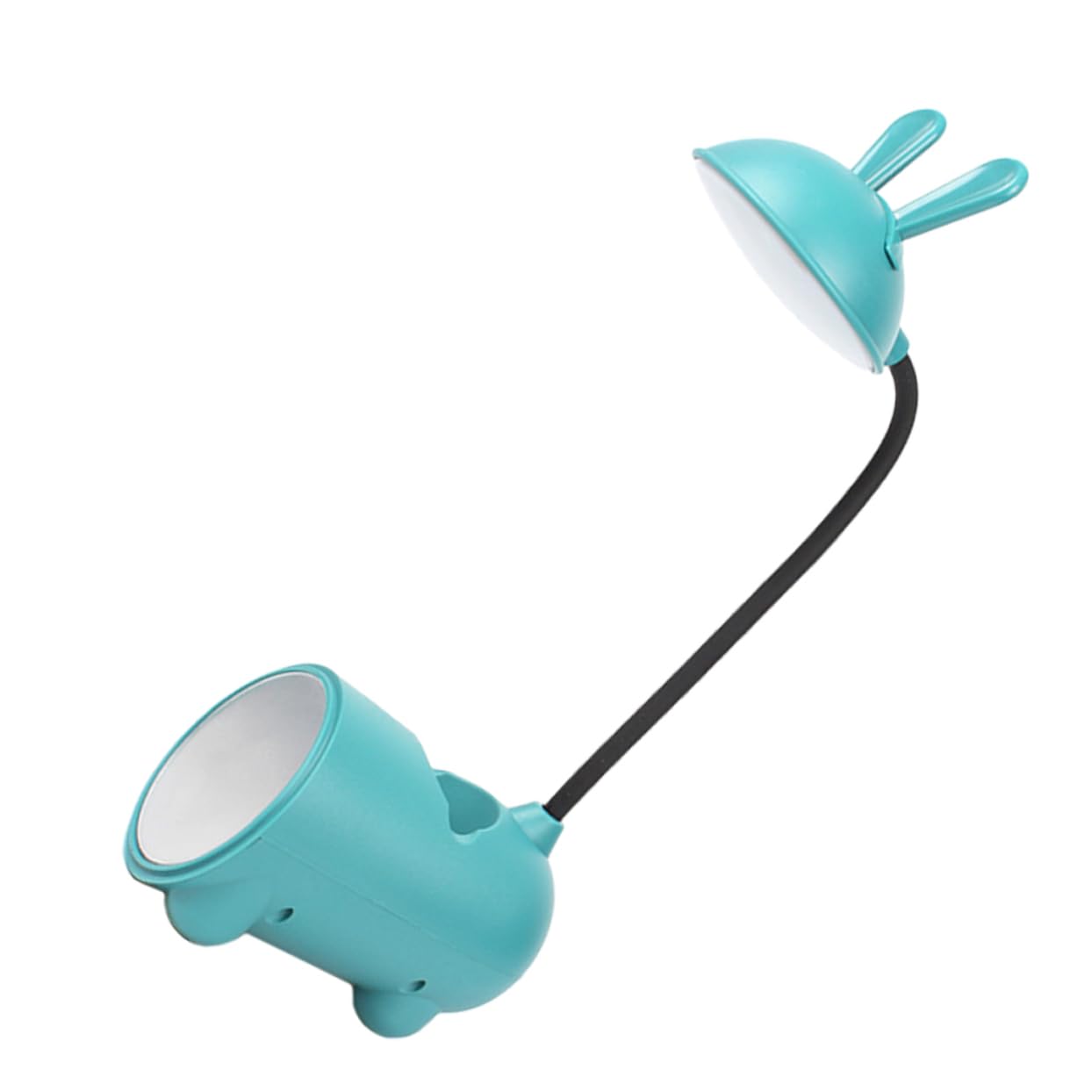 EXHUMKY USB Rechargeable Rabbit Touch Table Lamp with Mirror and Pen Holder for Desks Kids and Students