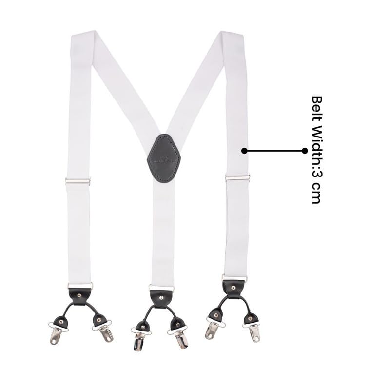 Image of The Tie Hub Suspenders for Men Elastic Adjustable Y Back Braces with Strong Metal Clips for Wedding Formal Office Wear