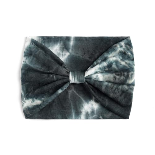 Image of XFyt Microfiber Tie-Dye Workout Fashion Hair Bands | Super Soft Stretch Microfibre High Absorbtion Wide Head Band For Women Girls Yoga Sports Fitness Gym (Black)