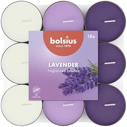 Bolsius - 18 Lumini Profumati - Lavanda - Durata di