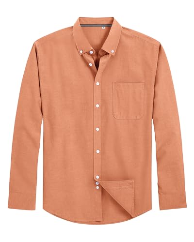 Image of J.VER Men's Oxford Shirt Solid Casual Button Down Collar Shirts Long Sleeve Dress Shirts with Pocket