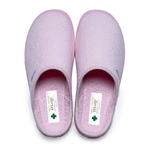Women Stylish Wide Medical Slippers - Memory Foam Padded Easily Adjustable Sole Indoor Outdoor Italian Cotton Slippers - Relieves Pressure Improves Peripheral Blood Circulation - 7 F, Pink4